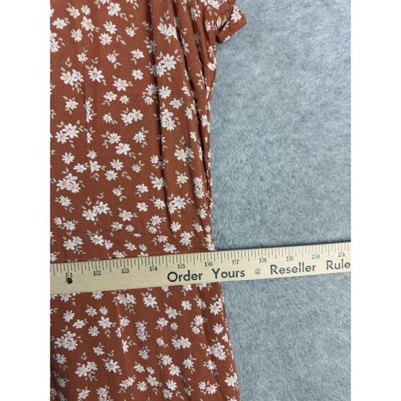 Abercrombie & Fitch Dress Womens Large Orange Floral Garden Party Midi Buttons - Picture 10 of 11
